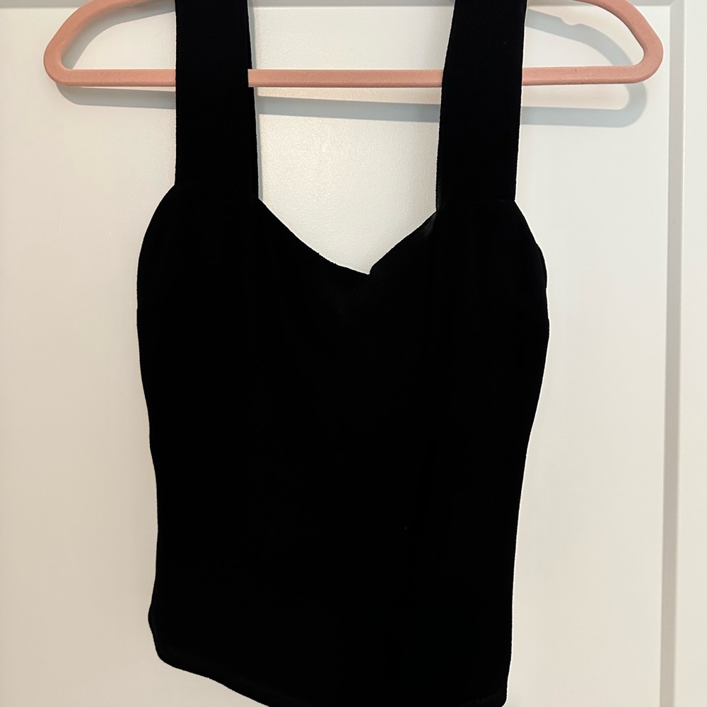 Reformation Black Square Neck Top